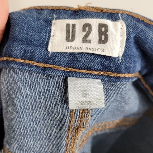 Urban Basics U2B | Denim Blue Jean Shorts Rolled Cuff Distressed Destroyed 5 NWT - Picture 11 of 12